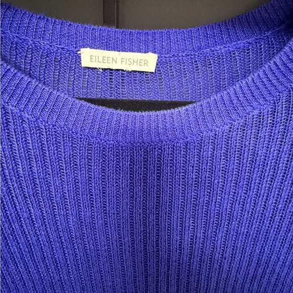 Eileen Fisher Knit Dress Size Large – Blue Purple Minimalist Shift Resort Wear - Picture 2 of 4